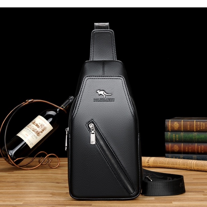 กระเป๋าหนังคาดหน้าอกแฟชั่นผู้ชายหนัง cowhide กระเป๋าผู้ชายแนวทแยง tide chest bag