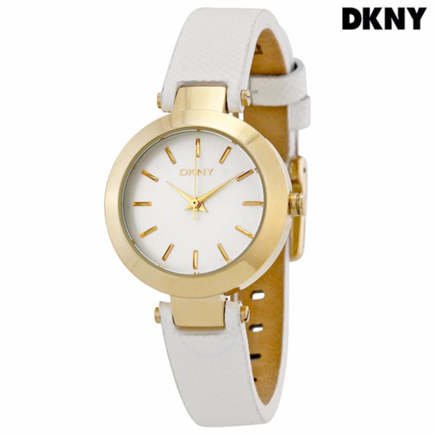 DKNY รุ่น NY2200 นาฬิกาข้อมือผู้หญิง Silver Dial White Leather Ladies Watch