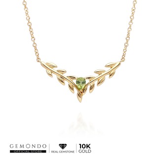 Gemondo สร้อยคอพร้อมจี้ทองคำแท้ 10K ประดับเพอริดอท (Peridot) ดีไซน์ทรงใบมะกอก : สร้อยทอง สร้อยแฟชั่น สร้อยพลอย