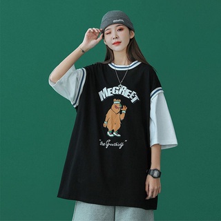 Short sleeve t-shirt female online influencer design sense niche 2021 New ins trendy fried street fake two pieces basket