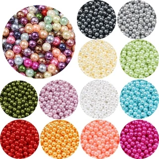 3/4/6/8/10 มม.ABS No-Hole เลียนแบบลูกปัดมุกที่มีสีสันรอบลูกปัด DIY Craft Filler สําหรับครีมกาวเคสโทรศัพท์ตกแต่ง