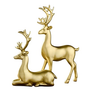 [NANA] Resin Couple Statue Ornament Wedding Gifts Wedding Decor Golden Elk Deer