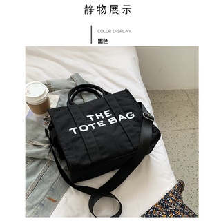 THE TOTE BAG กระเป๋าถือผ้าแคนวาส กระเป๋าตั้งเป็นทรง พร้อมสายสะพายยาว สินค้าพร้อมส่งค่ะ