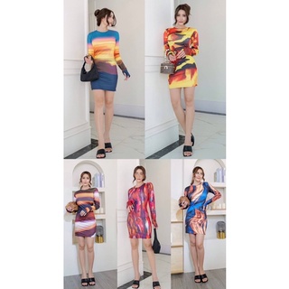 Minidress สาย ฝอ กับ มินิเดรส แขนยาว Colorful อกเป็นอก เอวเป็นเอว แซ่บบบ 🎠🎠