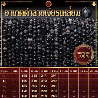 อาเกตดำลายเจียรเหลี่ยม | Square-cut Banded Onyx (เส้นยาว 39 ซม.)