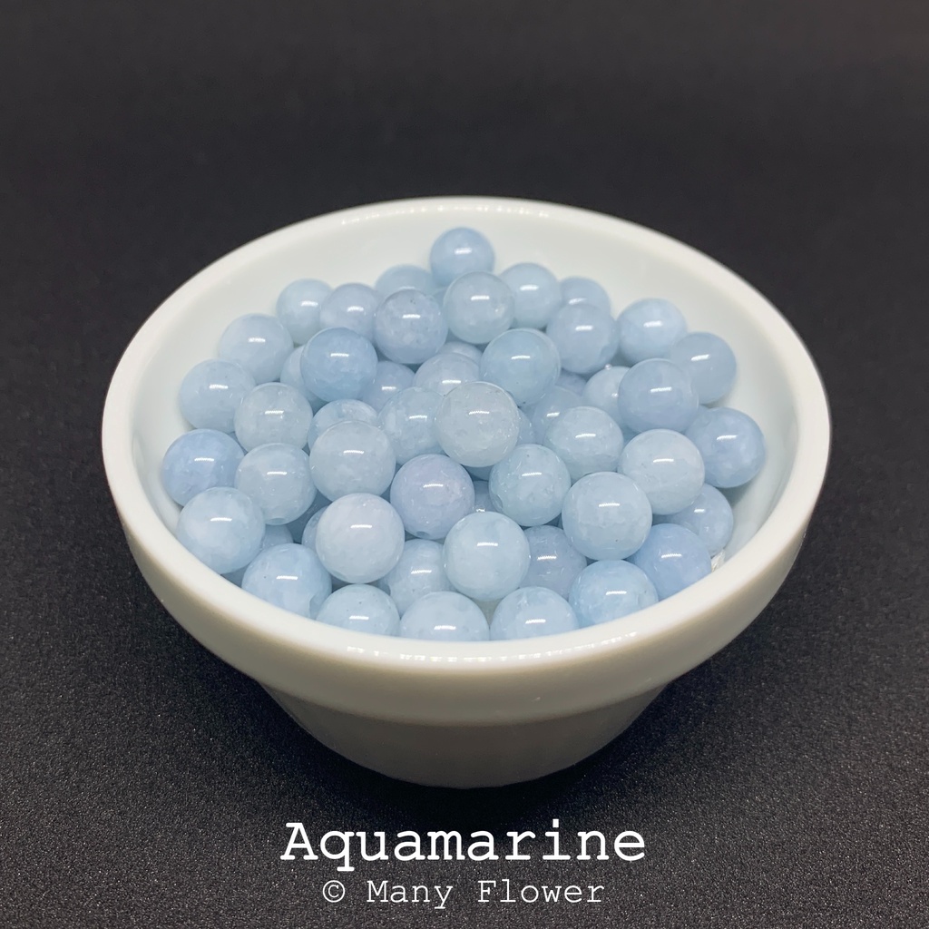 หินนำโชค อความารีน(Aquamarine) ขนาด 8mm 5-10 เม็ด
