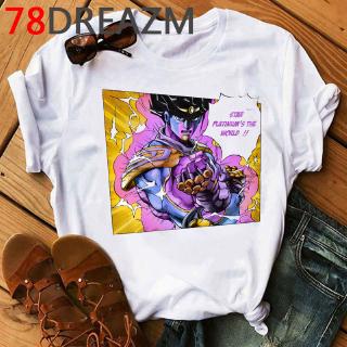 แขนสั้น เสื้อยืด jojo bizarre adventure Brand short T-shirt printing Summer women sleeve T-shirt fashion Cartoon เสื้อยืดหลวมๆ แฟชั่น คอกลม