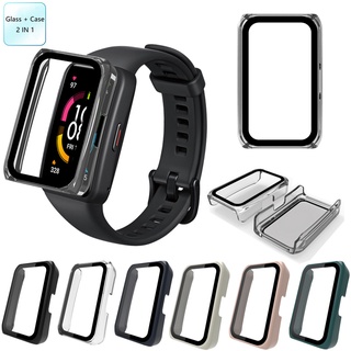 เคสสําหรับ Huawei Band 6 7 สายนาฬิกา สําหรับ Honor Band 6 Huawei Band 6 Pro PC ขอบแข็ง กระจก ป้องกันหน้าจอ ฟิล์ม เคส