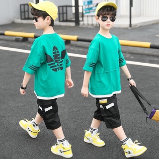ชุดเซ็ต 2 ชิ้น  เสื้อยืดเด็ก ผ้าฝ้าย และ กางเกงขาสั้น สไตล์เกาหลี