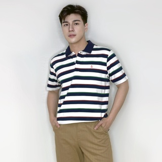 PORTLAND Men เสื้อโปโลแขนสั้น / SHORT SLEEVE STRIPE POLO SHIRT (white)