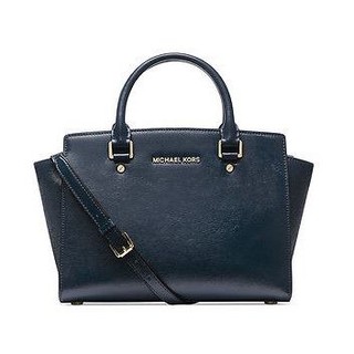 Michael Kors medium selma patent saffiano leather สี Navy ใหม่ แท้