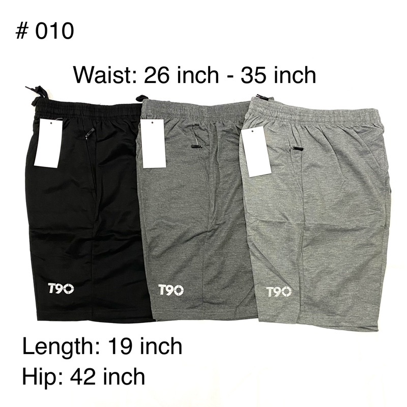 Mwin shop 2XL กางเกงกีฬาขาสั้นมีซิปกระเป๋า/ Seluar pendek sport (seuai unisex)