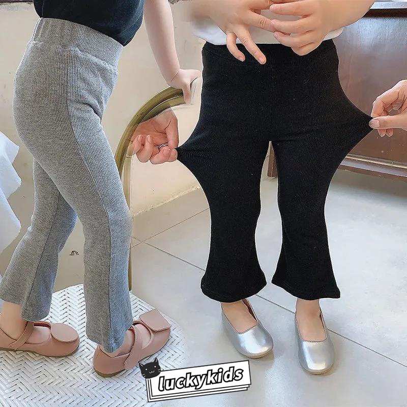 เด็กทารกความยืดหยุ่นสูงกางเกงกระดิ่งแฟชั่นเกาหลีเด็กผู้หญิง Comfy กางเกง Flares