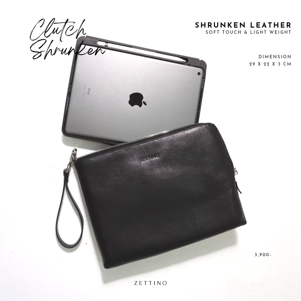 ZETTINO กระเป๋าถือหนังแท้ Saffiano / Shrunken Clutch