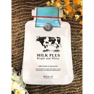 SCENTIO MILK PLUS Whitening Q10 Mask Sheet 1 แผ่น เซนทิโอ มิลค์ พลัส ไวท์เทนนิ่ง คิวเทน มาส์ค ชีท มาส์คหน้าชนิดแผ่น