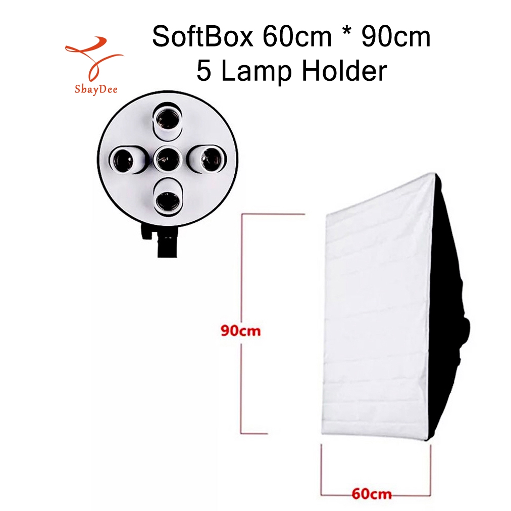 กล่องใส่ Softbox 60 *90cm + 5 in 1 E27 ที่วางหัวโคมไฟ Softbox 60*90cm + 5 in 1 E27 Socket Lamp Head 