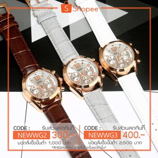 นาฬิกา GEDI Watch หน้าปัดสไตล์ MK สายหนัง งานเกาหลี กันน้ำได้ -สินค้าพร้อมส่ง