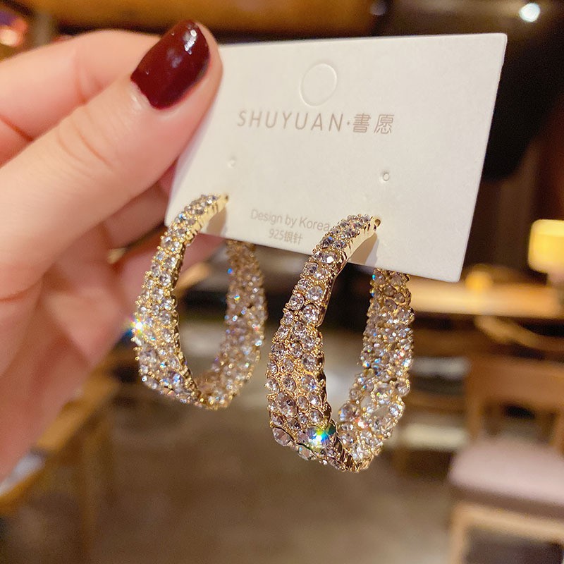 Retro baroque rhinestone ต่างหู 2020 ใหม่อินเทรนด์บุคลิกภาพโอ้อวด 925 เงินต่างหูหญิง