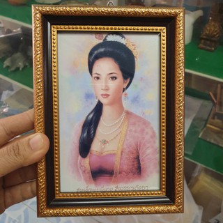 กรอบรูป สมเด็จพระสุพรรณกัลยา 13x19 ซม. พร้อมกระจก ติดผนัง ร้านเสริมสวย ขายเครื่องสำอางค์ ธุรกิจความงาม เสริมฮวงจุ้ย