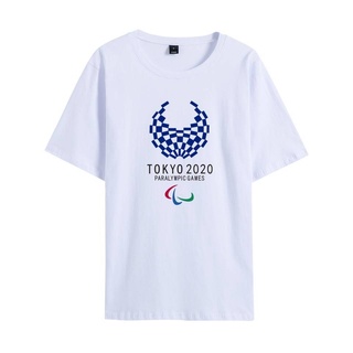 New 2021 เสื้อยืดคอกลมพิมพ์ลาย Tokyo Olympics Design 3 สําหรับผู้ชายผู้หญิงสีดําสีขาวไซส์ S-4XL sale