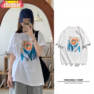 Chemisegrace✨พร้อมส่ง✨เสื้อยืดสาวอวบ oversize เสื้อ ผู้หญิง เสื้อยืดพลัสไซส์สไตล์เกาหลี ลายสกรีนด็สวยชัด  XXL 2324