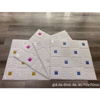 COMBO 10 TẤM - Xốp dán tường hoa văn 3D khổ lớn 70x70cm sẵn keo đính đá 2025