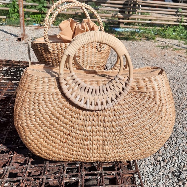 กระเป๋าสานหูหวาย สวยหรูมีระดับ🌿กระเป๋าสาน🌿กระเป๋าผักตบชวา🌿Natural Wove bag