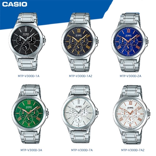 Casio นาฬิกาข้อมือผู้ชาย รุ่น MTP-V300D,MTP-V300D-1A,MTP-V300D-1A2,MTP-V300D-2A,MTP-V300D-3A,MTP-V300D-7A,MTP-V300D-7A2