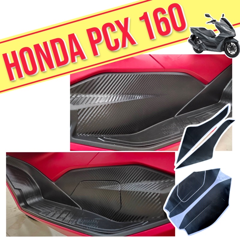 Pcx160 กันรอยข้างพักเท้าใหญ่ (2ฝั่ง) ชุดสติ๊กเกอร์เคฟล่า Pcx 2021-2024 **อ่านรายละเอียดก่อนสั้ง ***