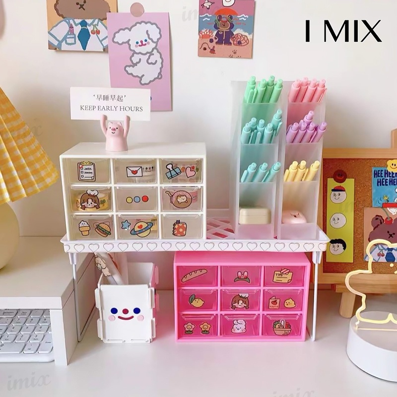 I MIX H8811 กล่องลิ้นชัก 9ช่อง กล่องเก็บเครื่องสำอาง กล่องเก็บของอเนกประสงค์ เก็บอุปกรณ์เครื่องเขียน ลิ้นชักมินิมอ
