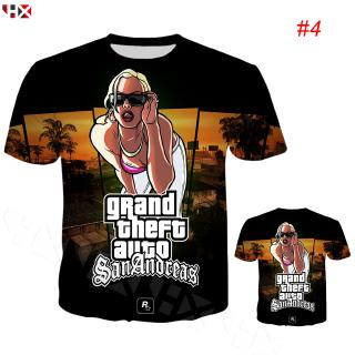 HX แกรนด์เธฟต์ออโต V GTA 5 3D พิมพ์แฟชั่นเสื้อยืดเสื้อเชิ้ตลายฤดูร้อนบนเสื้อยืด แขนสั้น