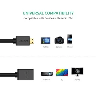 UGREEN Mini HDMI Adapter Mini HDMI to HDMI Female Cable Adapter Support 4K 8 Inch รุ่น 20137