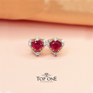 Top1Jewelry ต่างหูแป้นเงินแท้925 พลอย African Ruby