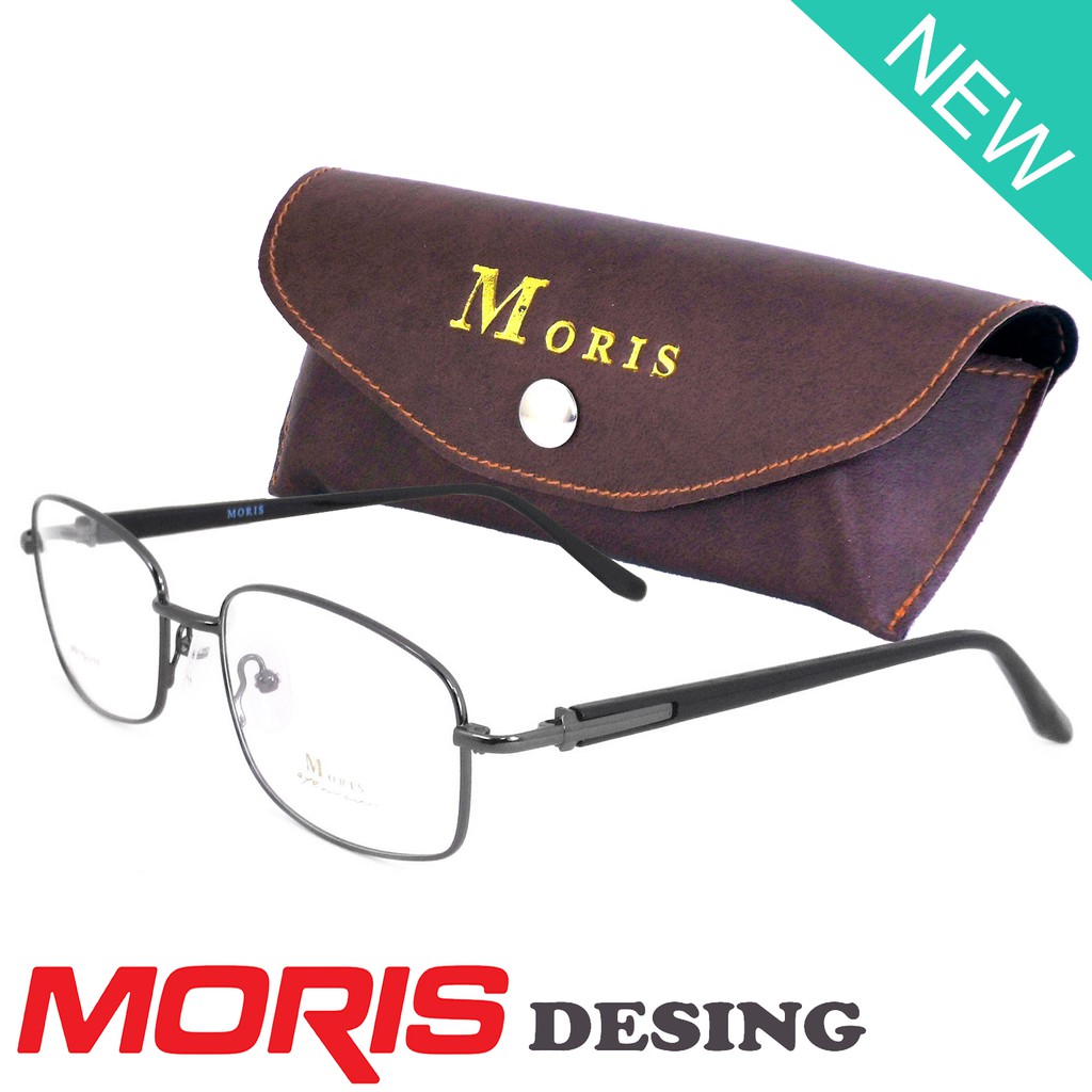 Moris แว่นตา รุ่น 2907 สีเทา กรอบเต็ม ขาสปริง วัสดุ สแตนเลส สตีล (สำหรับตัดเลนส์) กรอบแว่นตา Eyeglas