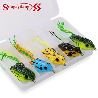 Sougayilang 5 ชิ้น/ล็อตกบล่อพร้อมกล่อง 4 สีเหยื่อตกปลานุ่มพลาสติก Topwater จำลองงูกบตกปลา Baits อุปกรณ์ทำเหยื่อ เหยื่อตกปลา เหยื่อตกปลา รูปกบ ปลายาง เหยื่อปลอม เหยื่อตกปลา