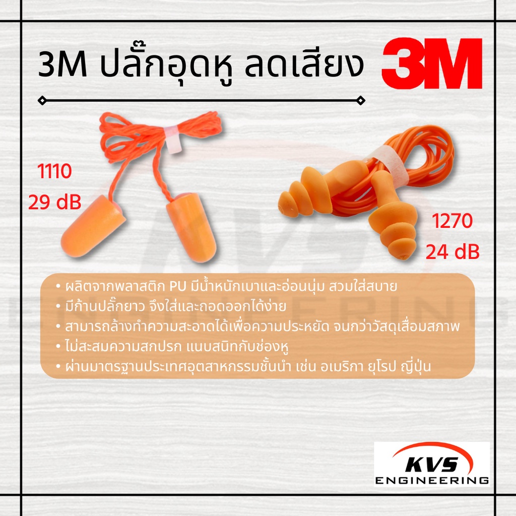 3M ปลั๊กอุดหู ลดเสียง 1270,1110