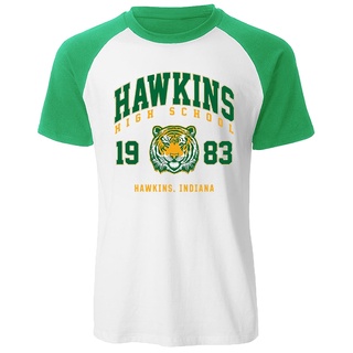 Hawkins High School 1983 เสื้อยืดแขนสั้นลําลอง คอกลม ผ้าฝ้าย ระบายอากาศ ลาย Hawkins Indiana แฟชั่นสําหรับผู้ชาย