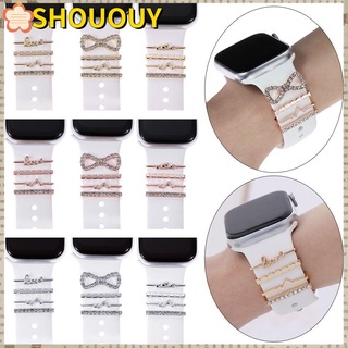 SHOUHOUY Diamond Love Ornament Ring Creative Brooch Smart Watch Silicone Strap Decorative