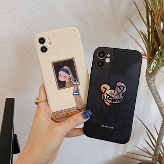 เคสโทรศัพท์มือถือ ขอบตรง ลายหมี สําหรับ VIVO V23 V23E V21 V21E V20 V15 V11i V11 V9 Youth V7 Plus V5 V5S S1 Pro X50 X60 Y91 Y93 Y95 Y91i Y19 Y71 5G 4G