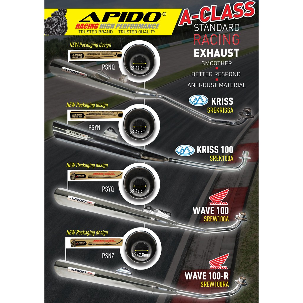 APIDO STANDARD RACING EXHAUST EX5/EX5-D/WAVE100/WAVE100R/WAVE110/EX5D-110/WAVE110-S/WAVE110-DX/WAVE1