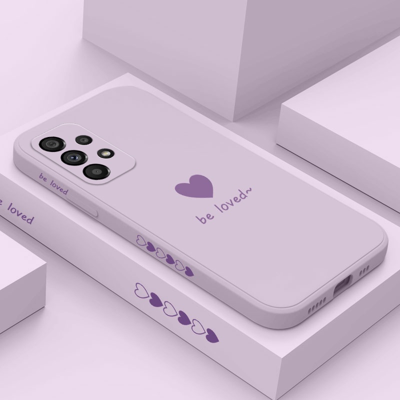 เคสโทรศัพท์มือถือ ซิลิโคน ลายหัวใจ มีลายด้านข้าง แบบเรียบง่าย สําหรับ Samsung Galaxy รุ่น A73 A53 A33 A23 5G