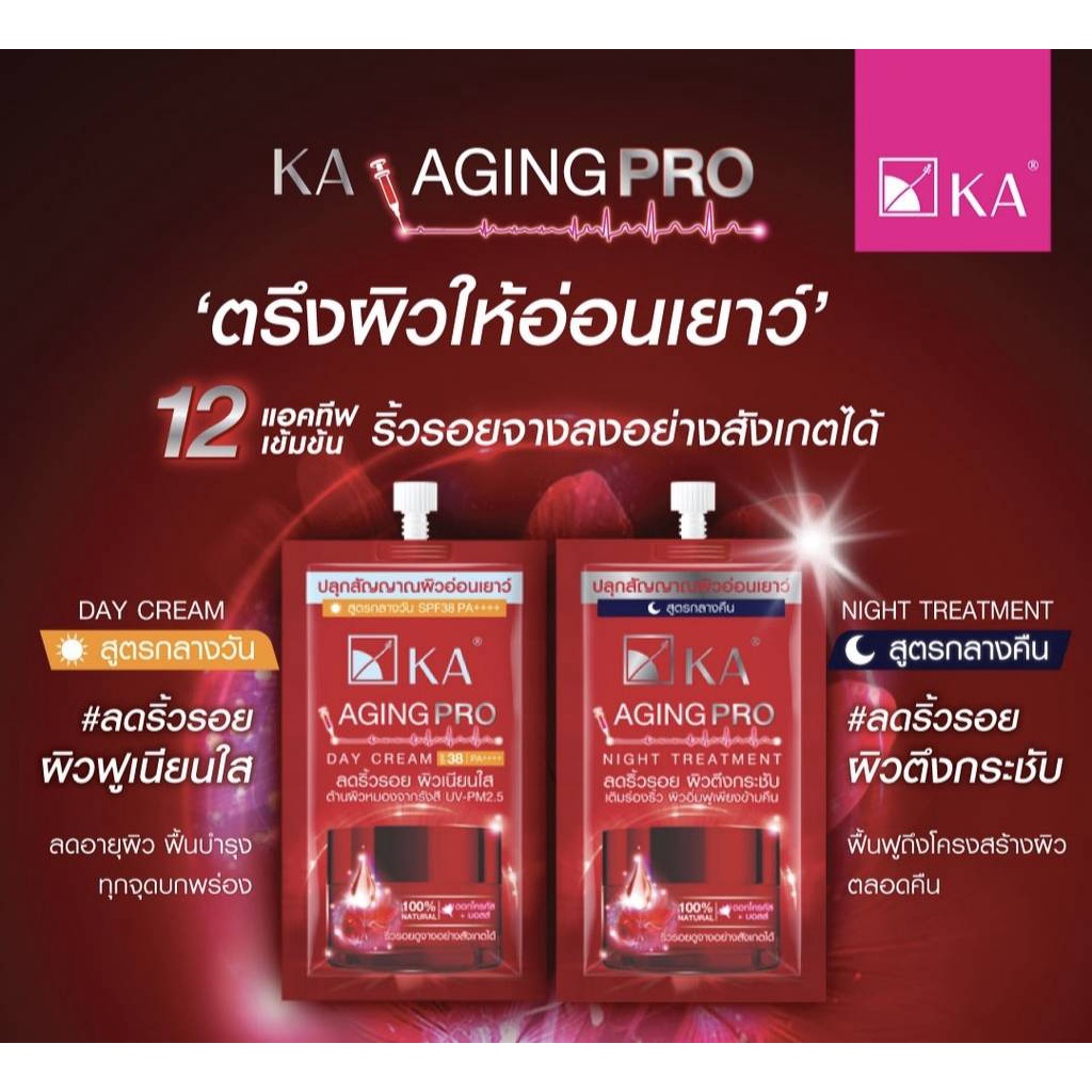 KA Aging Pro Day Cream SPF38 PA++++ 8 g./KA Aging Pro Night Treatment 8 g.(สูตรกลางวัน และสูตรกลางคื