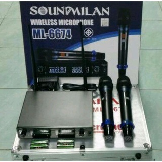 Soundmilan ML-6674 ของเเท้100% ไมโครโฟนไร้สายแบบคู่ คลื่น UHF  ดูดเสียงดี ไม่ต้องใช้เสียงมาก ไม่มีสัญญาณรบกวน .