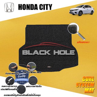 Honda City 2020-ปัจจุบัน พรมรถยนต์ City RS,SV,V,S พรมไวนิลดักฝุ่น (หนา20มม เย็บขอบ) Blackhole Curl System Mat Edge