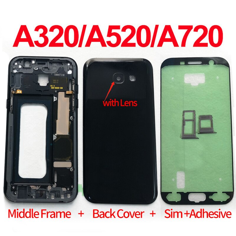 สําหรับ Samsung Galaxy A3 A5 A7 2017 A320F A520F A720F ฝาหลัง + กรอบกลางเต็มกรณี A720 A320 A520 แบตเ