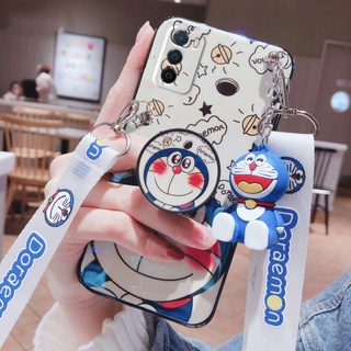 เคสโทรศัพท์ ออปโป้ OPPO A16 เคสโทรศัพท์ลายโดเรมอนสุดน่ารัก พร้อมที่วางโทรศัพท์และสายสะพายยาว เคสOPPO A16 ซิลิโคนนิ่ม ปลอก