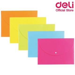 Deli 38131 File Bag แฟ้มกระดุม สำหรับเก็บเอกสารขนาด A4 (คละสี 1 ชิ้น) แฟ้มกระดุม แฟ้มใส่เอกสาร สำนักงาน office แฟ้ม