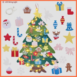 ชุดต้นคริสต์มาสสักหลาด Felt Christmas Tree Set DIY with Removable Ornaments Xmas Hand Craft Decor