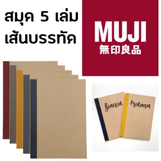 MUJI (มูจิ) สมุดเส้นบรรทัด ขนาด B5 สมุดมูจิ สมุดปกน้ำตาลมูจิ สมุดปกน้ำตาลตกแต่งได้ สมุดแพ็ค 5 เล่ม สมุดปกน้ำตาล