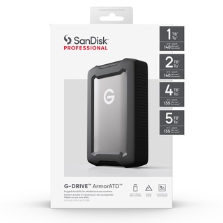 SanDisk Professional 1TB,2TB,4TB &amp; 5TB G-DRIVE ArmorATD, Rugged, Durable portable external HDD, Up to 140MB/s,  USB-C (5Gbps), USB 3.2 Gen 1 (SDPH81G-xxxT-GBAND) ประกัน Synnex 3 ปี